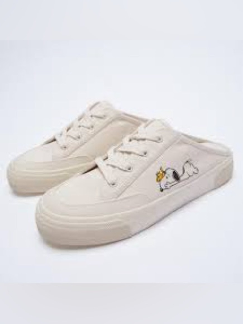 Zara Snoopy Peanuts Cream Slip-On Sneaker Clogs 8US 38EU
